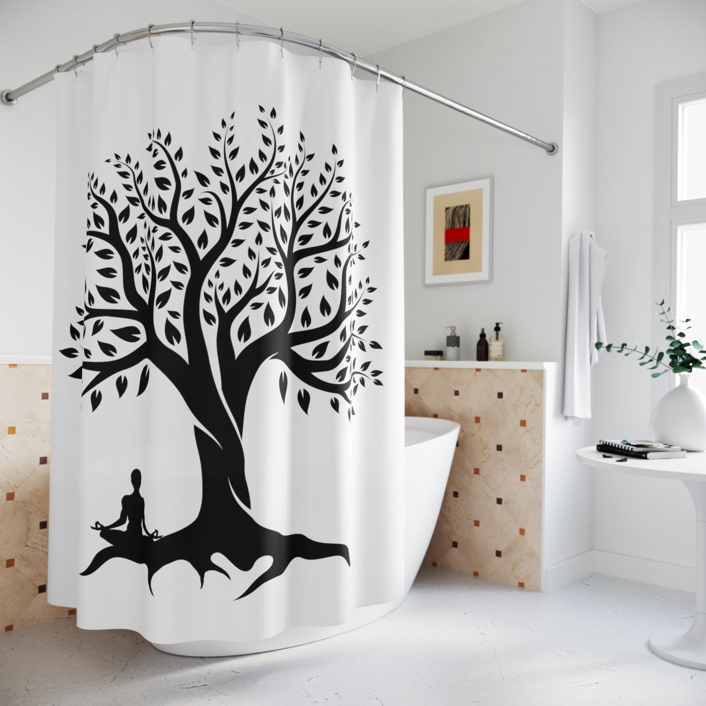 Meditation Tree Polyester Shower Curtain