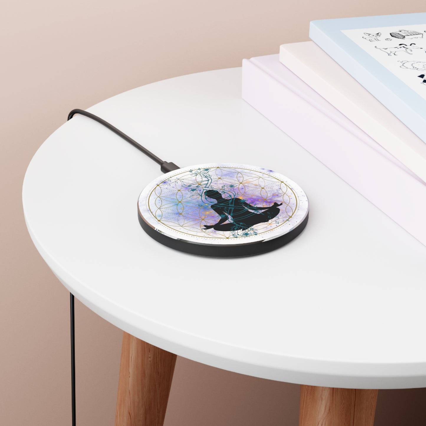 Flower of Life white Wireless Charger