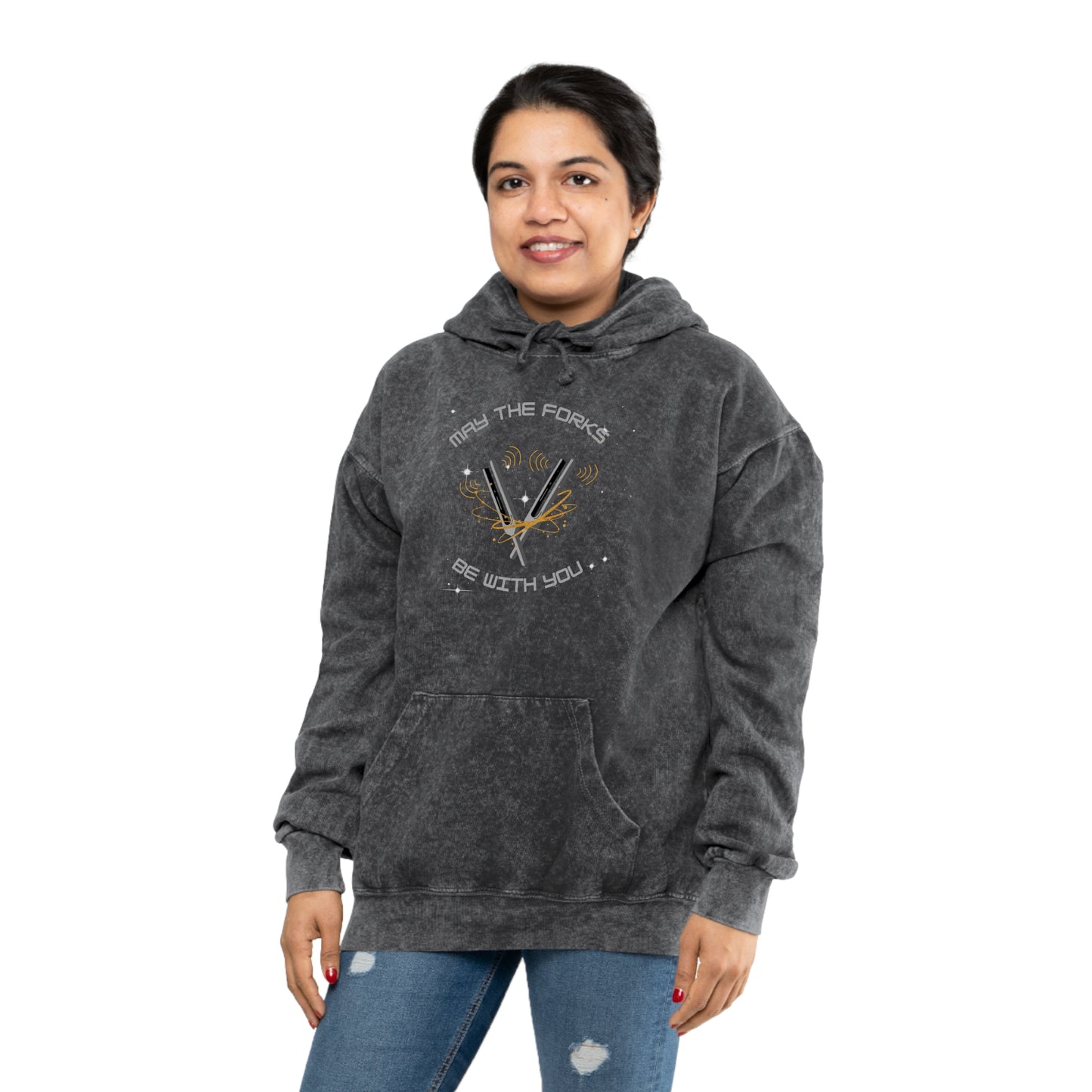 May the forks be with you Unisex Mineral Wash Hoodie