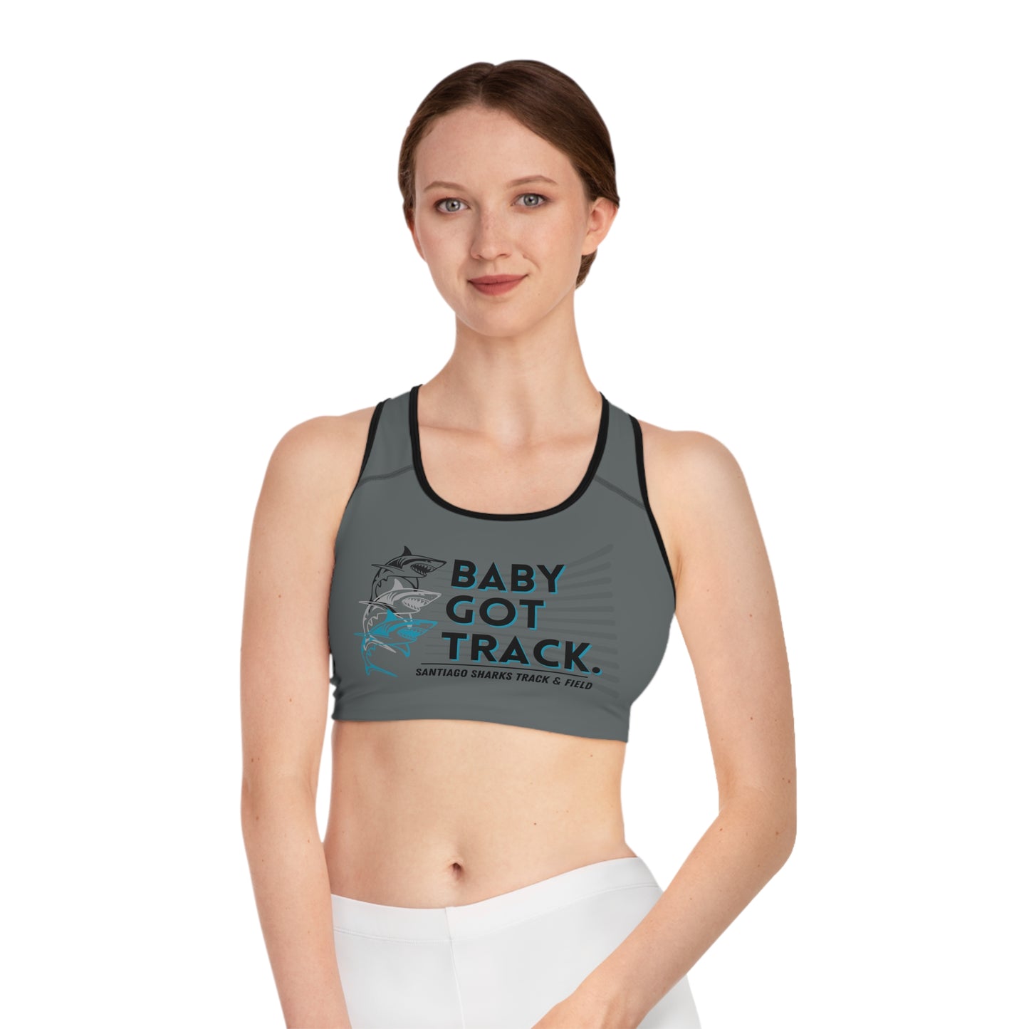 SANTIAGO BABY GOT TRACK Sports Bra (AOP)