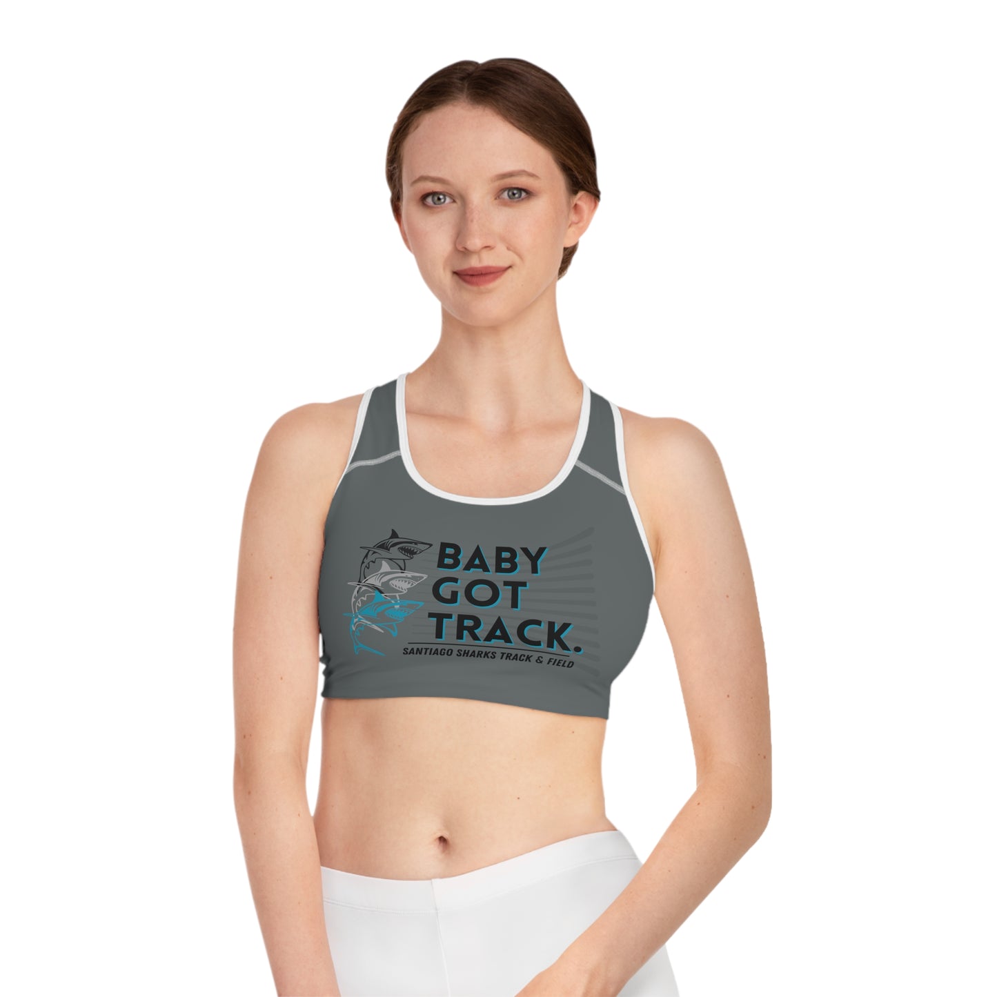 SANTIAGO BABY GOT TRACK Sports Bra (AOP)