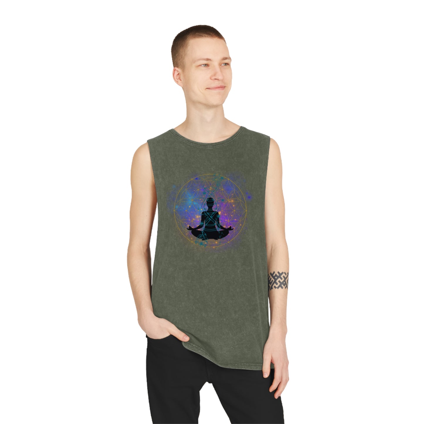 Flower of life Unisex Stonewash Tank Top