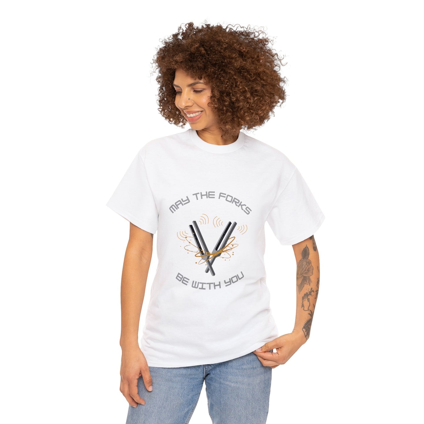 May the Forks be With You Unisex Heavy Cotton Tee