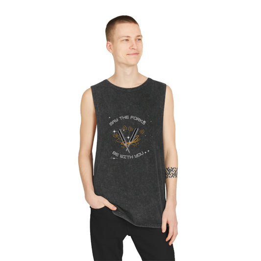 May the Forks be With You Unisex Stonewash Tank Top