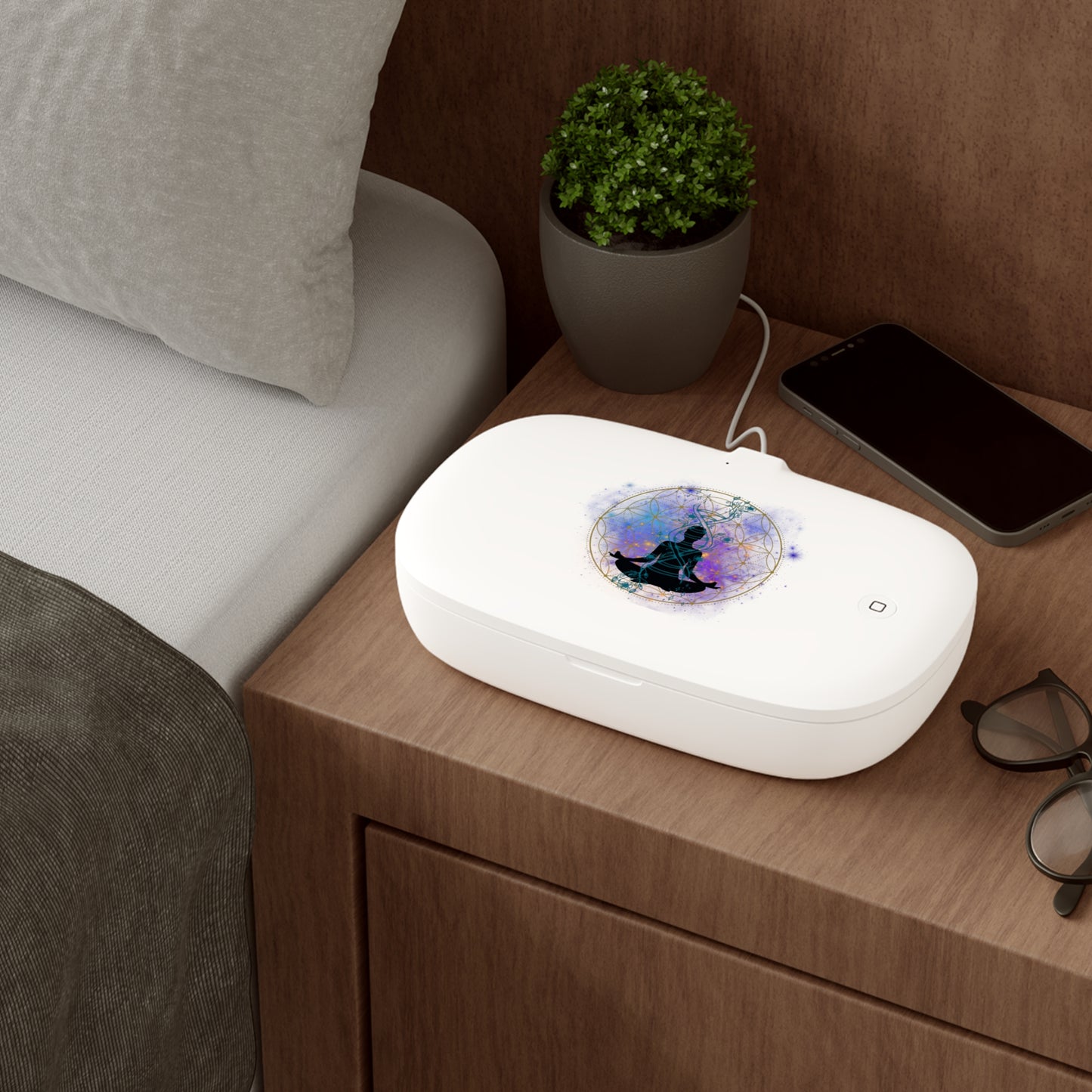 Flower of Life UV Phone Sanitizer and Wireless Charging Pad