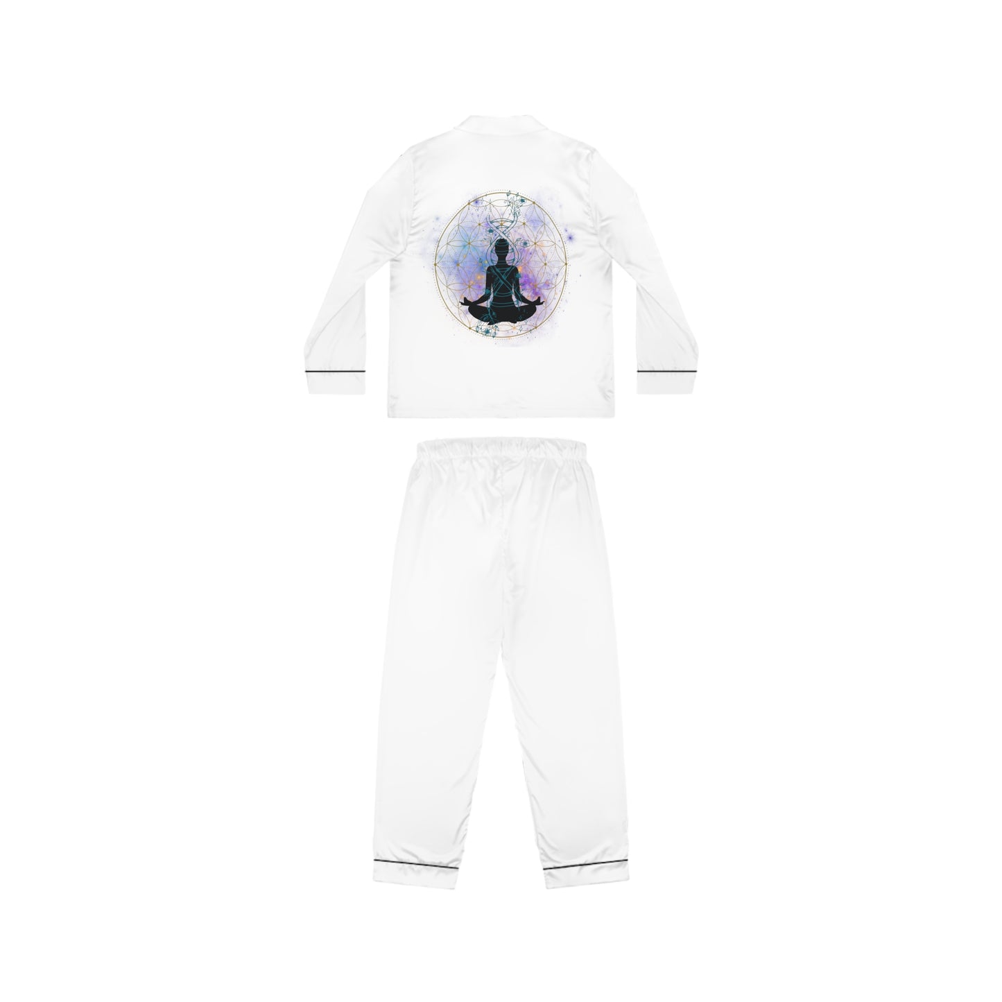 FLOWER OF LIFE WHITE Women's Satin Pajamas (AOP)