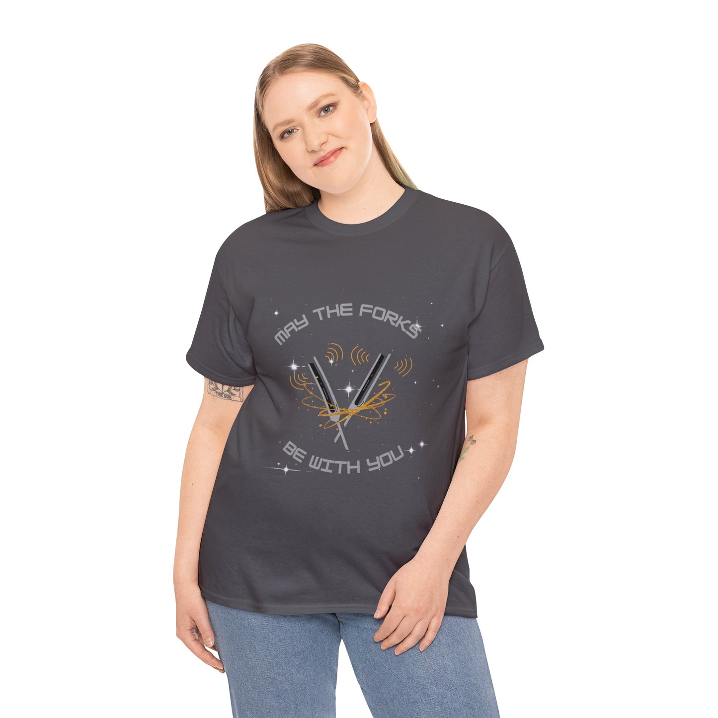 May the Forks be With You Unisex Heavy Cotton Tee